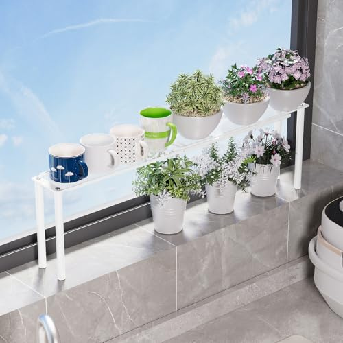 WOCUBEHOME Expandable Mesh Shelf Organizer for Over-Sink Storage, Kitchen Counter, Windowsill Plants, Bathroom Vanity, and Office Desk — A Narrow Tall Solution for Tight Spaces