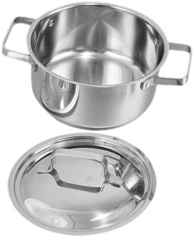 Angoily Casserole Inox Multifonction avec Poignées Anti-brûlure Résistante Chaleur et pour Soupe Lait et Nouilles Ustensile de Cuisine Polyvalent pour Usage Domestique