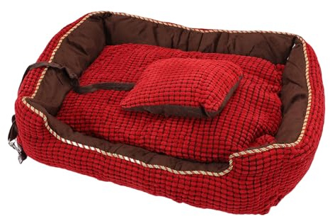 Haofy Ortopedisk Hundsäng 75x55 Cm äggskum med Hög Densitet för Ledstöd med Avtagbart Tvättbart överdrag Husdjurssäng för små Medelstora Hundar Soffkudde för Husdjur Bekväm Sovlösning (Röd)