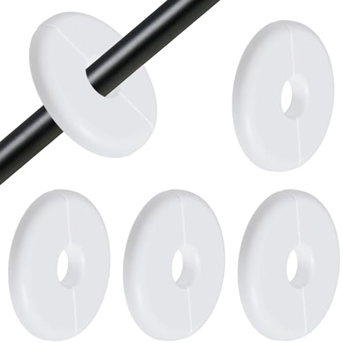 4Pcs Wall Grommets for Cables, Wall Split Flange, Self-Adhesive Water Pipe Walls Hole Decoration, Escutcheon Plate, Cable Pass Through Walls Grommet, White ABS Pipe Covers for Bathroom