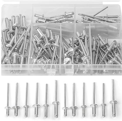 Kit surtido de remaches pop de cabeza de cúpula de aleación de aluminio de 120 piezas for herramientas de muebles y tuercas