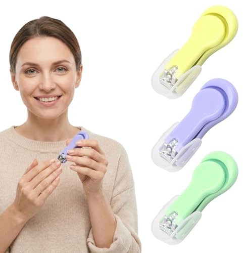 RVYEIOP Set de 3 cortauñas para bebés, cortauñas con funda protectora, cuidado de las uñas y manicura, adecuado para bebés y niños, cortauñas, mango ancho y ergonómico.
