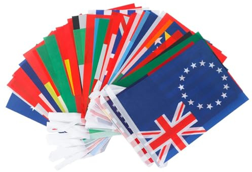 Banderín de 12, 5 m con 50 banderas de países aleatorios. Ideal para decorar bares fiestas festivales y clubes deportivos.