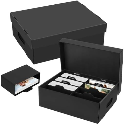 RANJIMA Fotoaufbewahrungsbox, 2 Stück Fotobox Aufbewahrungsbox mit Deckel, Tragbare Foto-Organizer Boxen für 10x15 cm Fotos, Bastelbedarf-Behälter für Sticker, Scrapbooking und Erinnerungsstücke