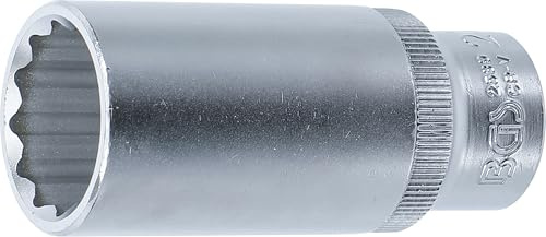 BGS 2539 | Steckschlüssel-Einsatz für Diesel-Einspritzdüsen | SW 27 mm | Antrieb Innenvierkant 12,5 mm (1/2) | Zwölfkant | Chrom-Vanadium-Stahl