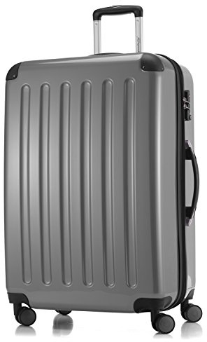 Hauptstadtkoffer Alex - Erweiterbarer Hartschalenkoffer 75 cm (119 L) mit TSA-Schloss – robuster Trolley-Reisekoffer mit 4 Doppelrollen, Silber