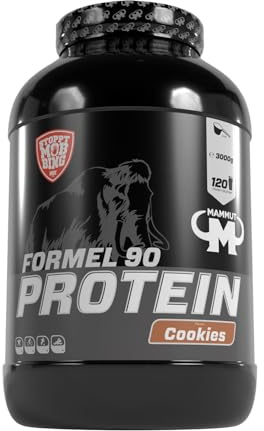 Mammut Nutrition Formel 90 Proteinpulver Cookies – 3kg – 4-Komponenten Whey Protein Pulver mit Sojaproteinisolat, Milchprotein, Eiprotein & Vitamin B6 – 77% Eiweiß