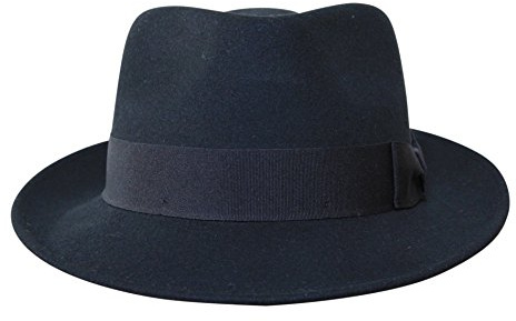 Borges & Scott B&S Premium Doyle - Teardrop Fedora Hut - 100% Wollfilz - perfekt zum Reisen - was-serabweisend - Unisex