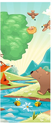 Bilderdepot24 Türtapete Waldtiere II 90 x 200 cm - einteilig Türaufkleber Türfolie Türposter - Kinderzimmer Kinderbild Junge Mädchen Wald Tiere
