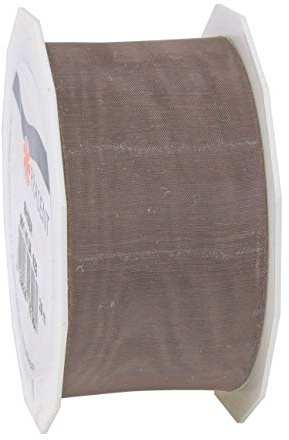 PRÄSENT C.E. Pattberg Sheer Organzaband Taupe, 25 m Geschenkband zum Einpacken von Geschenken, 40 mm Breite, Zubehör zum Dekorieren & Basteln, Dekoband