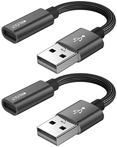 USB C Female to USB Male Adapter (2-Pack),Type C to USB A Charger Cable Adapter, Compatible with iPhone 16 15 15 Pro Max,iPad 2018,Samsung Galaxy Note 10 S22 S21 S20+ Plus Ultra,Google Pixel 4 3