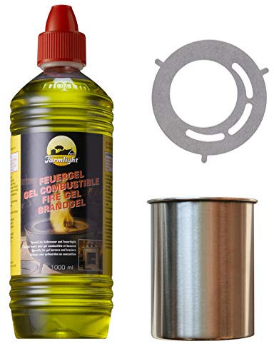 Moritz Kit de démarrage 1 x 1000 ml de gel combustible + 3 x boîtes en acier inoxydable 500 ml + plaque de cuisson pour brûleur cheminée four four