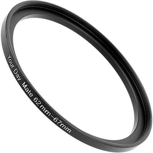 Step Up Ring, 1 Stück, Ø 62 auf 67 mm Durchmesser, Ultra Slim Design, Aluminium Einfassung, für Ø 62 mm Objektiv und Ø 67 mm Filter, Adapter Ring, Filteradapter Stepup Kamera, Step-Up Objektiv Camera