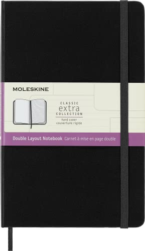 Moleskine, Classic Notizbuch, Leere und Linierte Seiten, Hartcover und Elastischer Verschluss, Großformat 13x21 cm, Farbe Saphirblau, 192 Seiten
