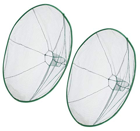 Keenso 2 uds., Cebos para Peces, camarones, cangrejos, Malla fundida, Red de Pesca Plegable Circular de 80 cm, Malla de Nailon de Alta Resistencia
