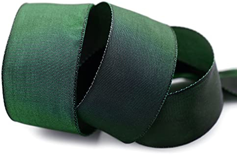 finemark 25 m x 40 mm Drahtkantenband Leo TANNENGRÜN Dunkelgrün Grün (035) Dekoband mit Drahtkanten Geschenkband Stoffband Schleifenband Visco Draht aus nachwachsenden Rohstoffen biologisch abbaubar