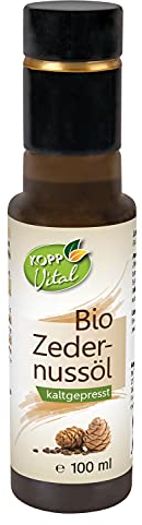 KOPP Vital® Bio Zedernussöl | 100 ml | kaltgepresst aus biozertifizierter | bester Rohkostqualität aus Wildsammlung | kalte Küche | Salat | wertvolle Öl