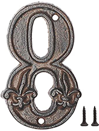Zayookey Hausnummer Gusseisen Antik 12 cm 3D Hausnummern Ziffer Türnummer Door Number Plaque für Draußen Briefkasten Garten Wohnungen (Nummer 8)