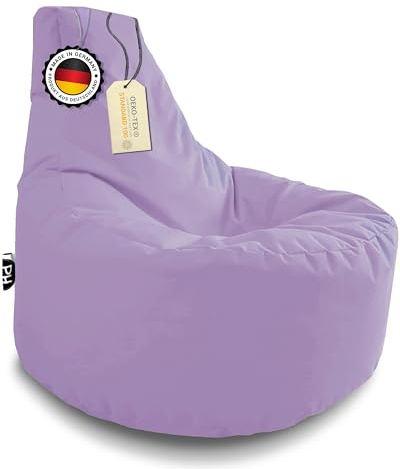 PATCH HOME Gamer Sessel mit Reißverschluss Lounge Kissen Sitzsack Sitzkissen Bean Bag In & Outdoor geeignet fertig befüllt (Ø 80cm x Höhe 90cm mit reißverschluss, Flieder)