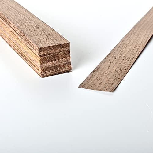 Kontrasti Listones de madera de nogal, 50 unidades, 300 mm x 23 mm x 0,5 mm aprox. - Madera cruda adecuada para modelismo, manualidades, manualidades, reparaciones, incrustaciones y artesanías