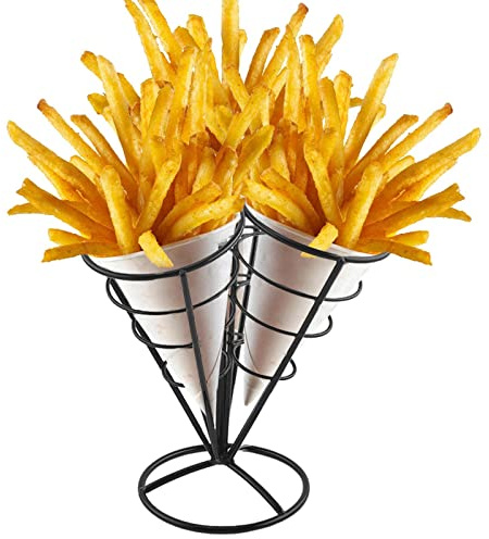 Pommeshalter Edelstahl Für Spitztüten Mit Pommes, Chips, Gemüse, Snackhalter, Pommestüten Halter Fingerfood Halter Snack Ständer Pommeshalter Pommes-Frites Ständer/Gestell Für Spitztüten, Konisch