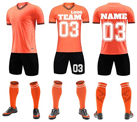 LJYTMZ Outdoor Personalizza Maglia da Calcio Bambini Adulti Set Nome + Numero, T-Shirt + Pantaloncini + Calzini Maglia da Calcio per Ragazze dei Ragazzi Regalo