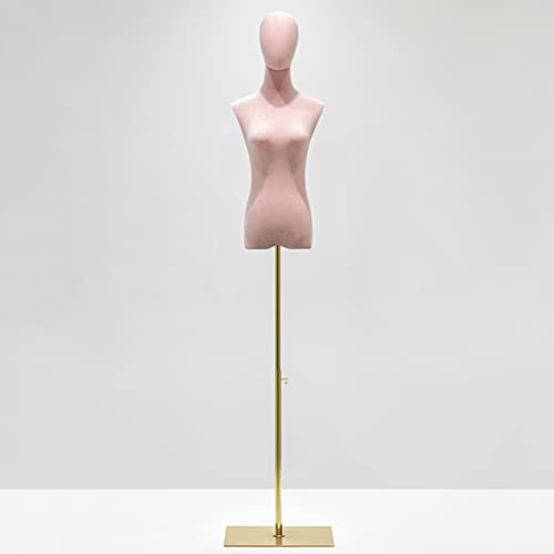 Schaufensterpuppe, Samt Weiblich Schneiderpuppe, Schneiderbüste mit Verstellbarer Höhe Damenbüste Mannequin Kleiderpuppe Torso Weibliche Büste Kleid Ausstellungsstand ( Farbe : Rosa , Größe : A )
