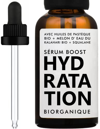Gesichtsserum BOOST HYDRATATION | 100% natürlich | Mit BIO-Kalahari-Wassermelonenöl + BIO-Jojobaöl + BIO-Granatapfelblütenextrakt | Schützt/repariert den Hydrolipidfilm | 30ml