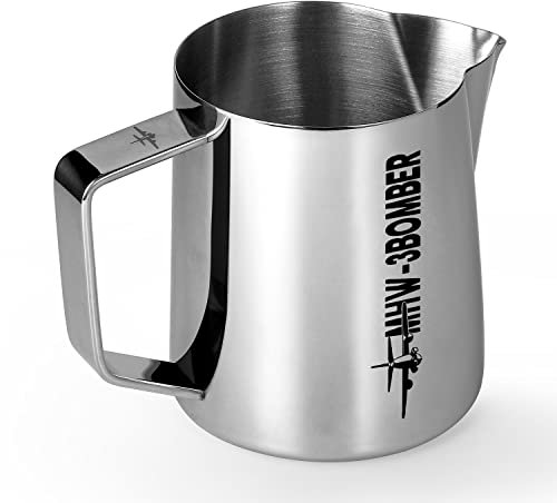 MHW-3BOMBER Espresso Steaming Pitcher Milk Frothing Pitcher Stainless Steel Milk Coffee Cappuccino Latte Art Barista Cup 16.9oz/500ml (Glossy), P5002S