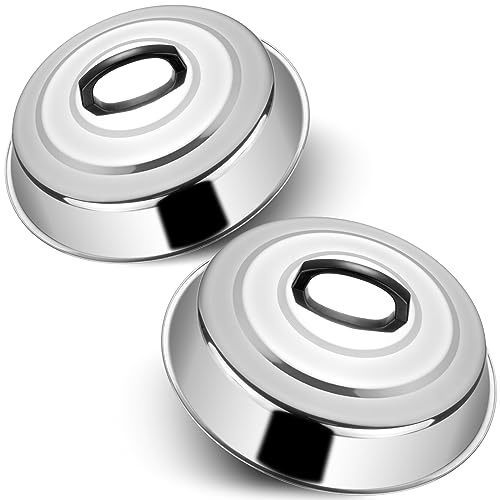Cheese Melting Dome Set of 2-12 Inch Round Basting Cover - Stainless Steel - Metal Steam Cover - Griddle Accessories for Flat Top Grill Cooking Indoor or Outdoor