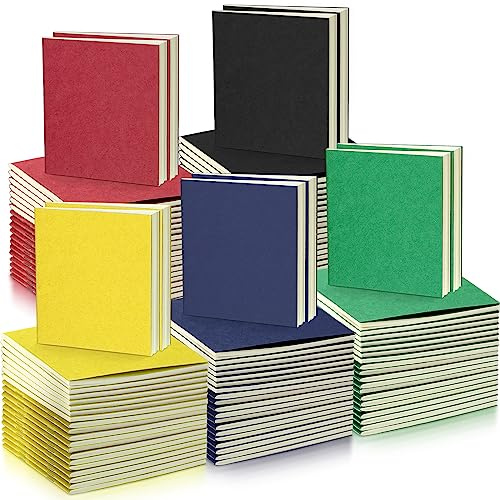 Faccito 50 Pack Mini Kraftpapier Notizbücher Taschen Tagebücher Journal Notizblöcke Kleine Blanko Notizhefte Memo Skizzenbücher für Kinder Schule Büro, 10,4 x 10,6 cm (Helle Farbe, Leere Seite)
