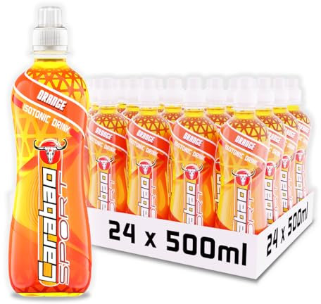 Carabao Sport Energy Drink Orange, 24 x 500ml Bottles Case, Isotonic, Electrolytes, No Aspartame, B Vitamins B6 B12, Sports Drink, Hydration, Performance, Fruit Flavour, Vegan, Bulk Crates, Multipack