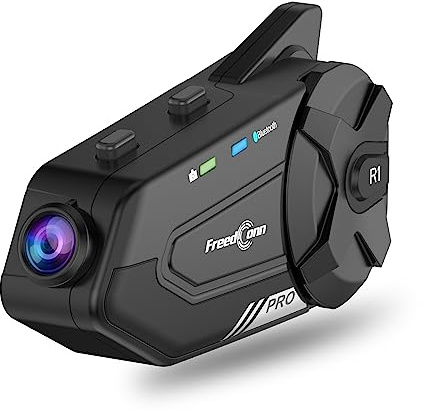 OBEST Motorrad Bluetooth Headset mit 2K Kamera,1000 m wasserdichtes Walkie-Talkie für 6 Fahrergruppen mit Musik teilen/Bluetooth 5.0/128G TF-Karte/2-in-1-Mikrofon