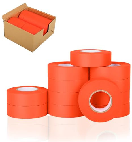 KIWIHUB Fluorescerande orange icke-självhäftande signalband, neonträdmarkeringsband, utmärkt visuell märkning och märkning för användning hemma och på jobbet, 2,5