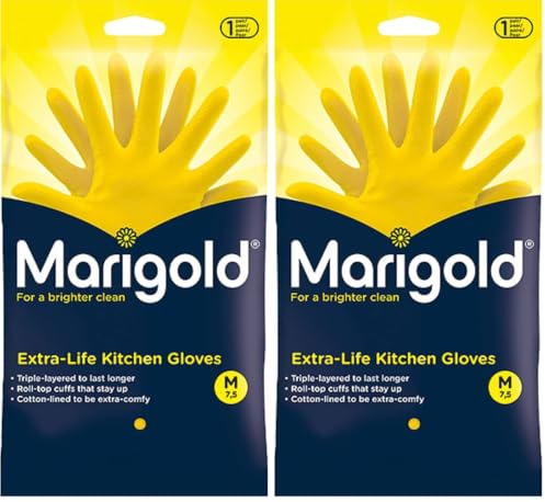Marigold Unisex Marigold-el-gloves-medium-yl-1pk gloves Medium, Yellow, 2 Count Pack of 2 UK