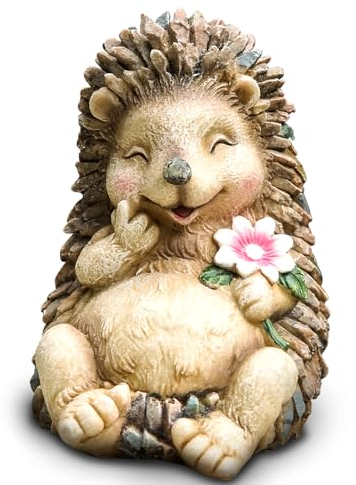 Kunkeinson Kleine Igel Deko aus Harz, 10cm wetterfeste Gartendeko für draußen (Garten, Balkon) & drinnen (Regal, Schreibtisch, Bücherregal, Eingangsbereich, Wohnzimmer), süße Tierfigur