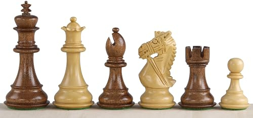 Sunrise Chess & Games King's Bridal Schachfiguren 3,75 Zoll, Akazie | Handgeschnitzte schwere Figuren, Akazie und Buchsbaum, Majestätisches Design, Elegante Holzoptik