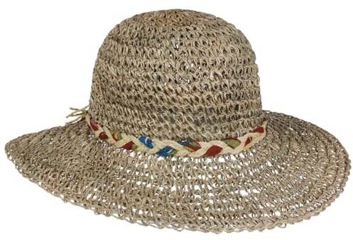 Lipodo Seegrashut Damen Sonnenhut Naturfarbener Hut aus 100% Stroh Made in EU Frühjahr Sommer Natur One Size