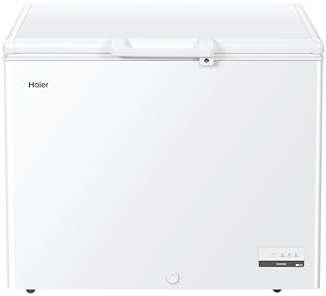 Haier Freestanding Chest Freezer, 300L Capacity, E Class, Antibacterial & Anti-Mould Door Gasket, LED Light, Suitable for Outbuildings and Garages, White, 111x62x84.5 cm – HCE301E