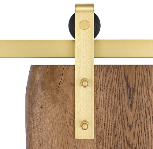SEART Schiebetürbeschlag für Schiebetürsystem mit Schiebetür Schiene Gold komplettset OLD GOLD 200cm