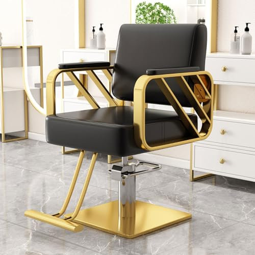 RNQZ Friseurstuhl, Salonstuhl, höhenverstellbar, hydraulischer Stuhl, Friseurstühle, Salon, hydraulischer Liegestuhl, hydraulische Pumpe, Friseurstuhl mit Drehgelenk,Schwarz
