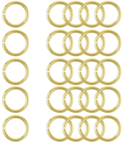 QUARKZMAN 25 Stück Offene Sprungringe, 15mm/0,59 OD Messing Sprungringverbinder 2mm dick O-Ringe für Halsketten Armbänder Schmuckherstellung Schlüsselanhänger DIY Basteln, Goldfarben