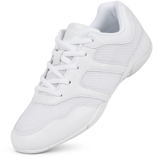 CADIDL Cheer-Schuhe für Damen, weiß, Cheerleading, athletisch, Tanzschuhe, Mädchen, flache Schuhe, Tennis, Walking-Sneaker, L28-weiß, 37 EU