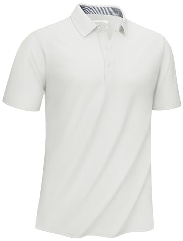 KEFITEVD Herr pikétröja kortärmad pikétröjor andas golf polo sommar fritid t-shirt, Vit, L