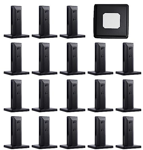 Generic 18pcs Carré Robuste 304 En Acier Inoxydable Verre De Piscine ClôTure Robinet Balustrade Garde-Corps Pince De Poteau, Pince à Verre De Sol De Balcon De Jardin,Noir,160mm