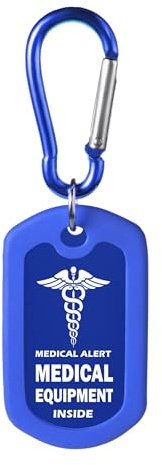 mnmoom Medical Equipment Luggage Tag -Aluminum Travel Essentials Medical Luggage Tag (Blue)