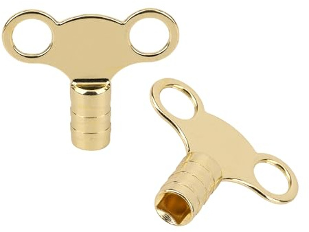 Trimming Shop Universal Radiator Bleed Key Heavy Duty Solid Brass, 2pcs | 5mm Valve Clock Key for Bleeding and Air Vent Clock Style UK Radiator Key for Optimising Central Heating Systems