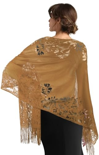 Festliche Damen-Schals & Tücher - Glitzer Metallic Stola für Abendkleid, Gold Pashminas & Umschlagtücher