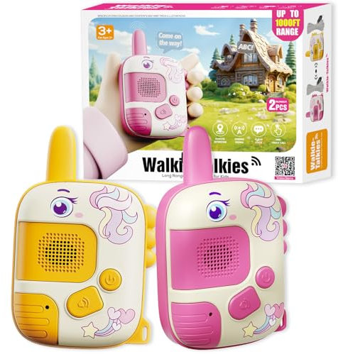 DQMOON Unicorn Gifts for Girls - Girls Toys 2PCS Unicorn Walkie Talkies for Kids 3 4 5 6 Year Old Outdoor Sensory Toys Birthday Gifts Xmas Stocking Fillers Garden Games Camping Hiking Accessories