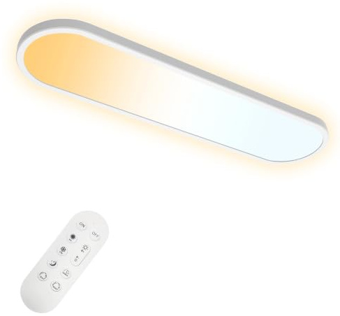 ONDTA LED Deckenleuchte Flach 32W, 80x20 CM 2700K-6500K 4350LM Oval | mit Fernbedienung, Speicherfunktion, IP44 Deckenlampe Badezimmer lampe für Küche Wohnzimmer Schlafzimmer Badezimmer Büro